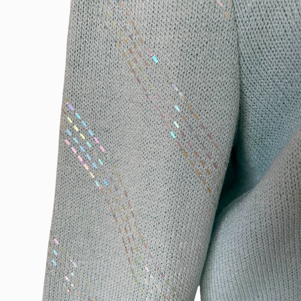 St John Evening Paillette Knit Jacket 8 Soft Blue Embellished Elegant - Picture 7 of 10